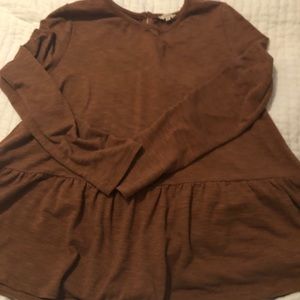 Clad & Cloth Rust colored Peplum Top